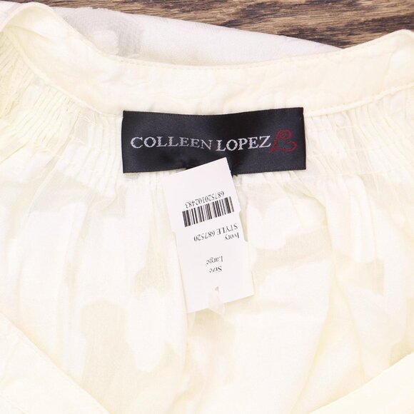 Colleen Lopez Womens Burnout Jacquard Tunic Top with Cami Ivory Off White L - Picture 7 of 8